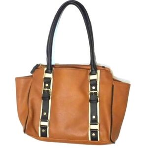 Payless Brown Navy Straps Vegan Leather satchel Bag